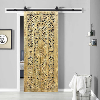 Hand Carved Lotus Lattice Wood Door Wall Panel Room Divider