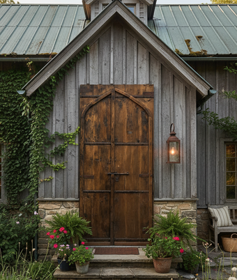 Huge Antique Entry Gate Double Doors Rustic Teak Wood Fortress Doors