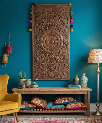 Vintage Farmhouse Wall Decor Lotus Carved Wood Headboard Home Decor