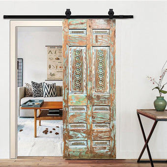 Vintage Carved French Door Green Boho Interior Exterior Barndoor