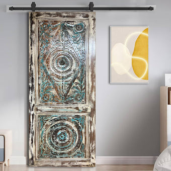 Vintage Door Harmony Chakra Hand Carved Hinged Barn Door