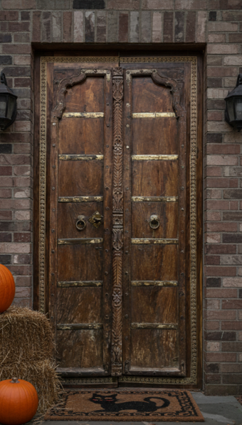 Antique Teak Double Doors – Rustic Ranch Farmhouse Entry Doors 81x40