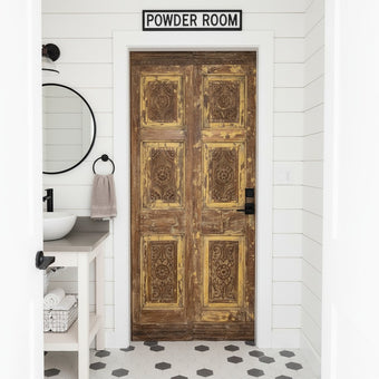 Vintage Carved Double Doors – Custom French Doors with Brass Studs 80x34