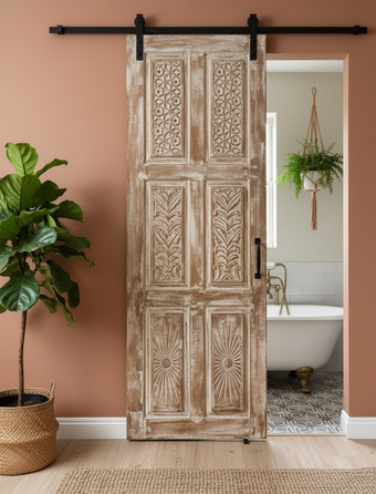 Vintage Carved Door Handmade Interior Door Reclaimed Wood Statement Door