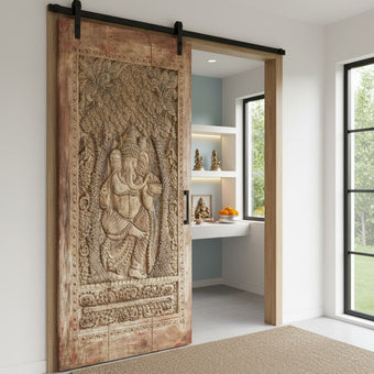 Vintage Dancing Ganesha Wall Art Temple Decor Brass Studs Custom Wall Hanging 84