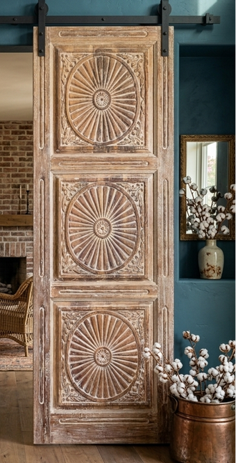 Vintage Carved Chakra Wooden Interior Doors or Sliding Barn Doors 80x36