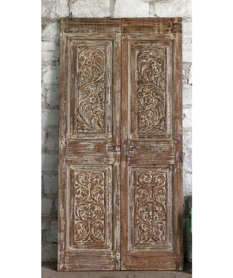 Antique Floral Carved Doors Hinged or Sliding Double Doors