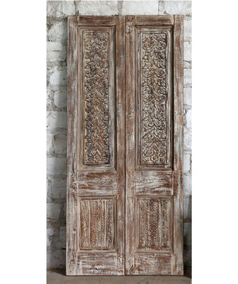 Antique Carved Double Door with Brass Studs – Hinged or Sliding Doors