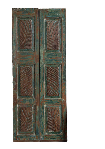 Vintage Carved Barn Door Blue Floral Reclaimed Wood Sliding Door