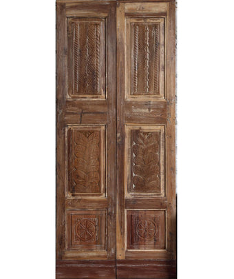 Hand Carved Sliding Double Door – Vintage Pantry & Closet Door