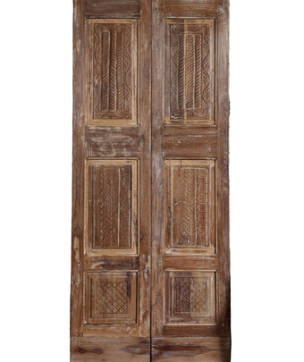 Antique Carved Doors Floral Reclaimed Wood Double Doors
