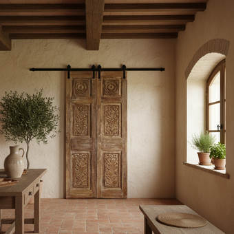 Antique Double Doors Closet Door Floral Carved French Doors