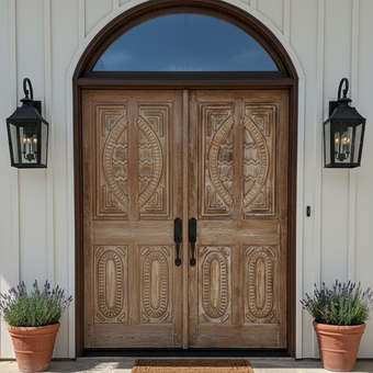 Antique Carved Entry Doors Hinged or Sliding Barn Doors 80x30