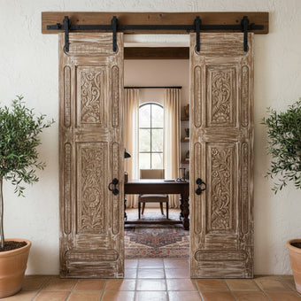 Antique Carved Wooden Door Panel