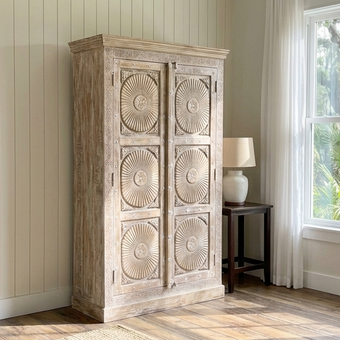 Antique Sunburst Carved Cabinet