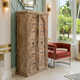 Tall Limewashed Farmhouse Armoire