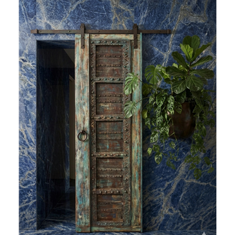 Antique Distressed Door – Rustic Carved Farmhouse Barndoor 90