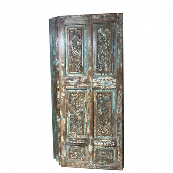 Antique Blue Distressed Wooden Door
