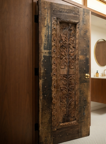 Antique Indian Carved Wood Door