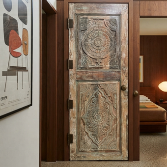 Lotus Mandala Carved Sliding Barn Door