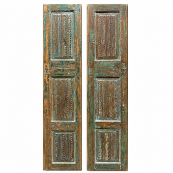 Antique Carved Wood French Doors