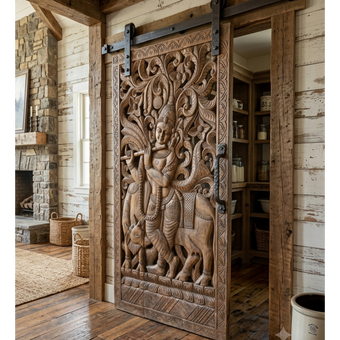Wood Krishna Wall Panel Barn Door