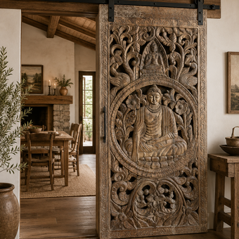 solid wood Buddha wall panel