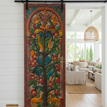 Artisan Tree of Life Wooden Barn Door Panel