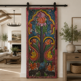 Tree of Life Wooden Barn Door Panel