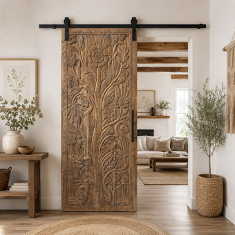 Hand Carved Wood Door Panel