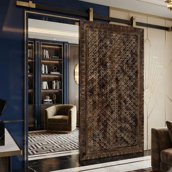 Vintage Headboard Carved Sliding Door