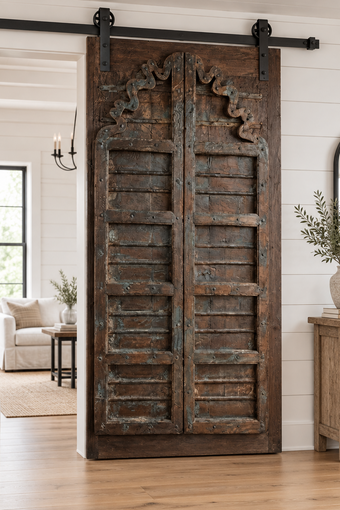 Antique Indian Arched Double Doors
