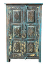 Turquoise antique rustic cabinet, Hallway Accent Armoire 53x29