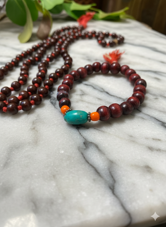 Natural Rosewood Durga Japamala – Handcrafted Malabeads for Meditation, Prayer & Yoga