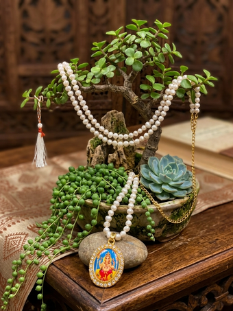 Pearl Ganesha Japamala Necklace – Mercury Moon Meditation Yoga Mala