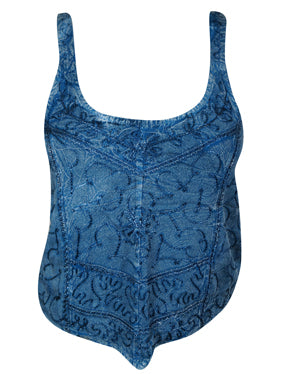 Womens Tank Top, Blue embroidered tank top, summer top, Beach Bohemian Tops, SM