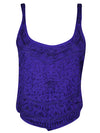 Womens Strap Top BLUE Embroidered  Neck Tank Tops SM