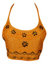 Womens Boho Top, Embroidered Orange Summer Party top S