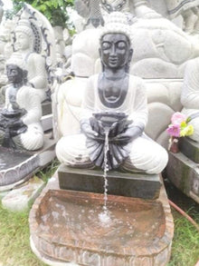  PRE ORDER Natural Stone Buddha Garden Fountain Statue Handcarved Gray Granite