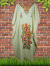 Womens Caftan Dress Green Floral Embroidered Kaftan L-2XL