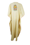Yellow Maxidress, Floral Embroidered Resort Kaftan Dresses L-2XL