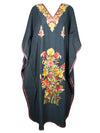 Boho Muumuu Maxi Kaftan, Black Embroidered Caftan Dress