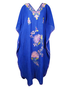 Women's Kaftan, Maxi Dress Admiral blue Cotton Embroidered Caftans L-2XL