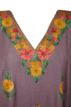 Women's Kaftan, Mauve Purple Embroidered Caftans L-2XL