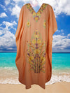 Women Evening  Embroidered Soft Coral Peach Kaftan Dress  L-2XL