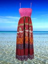 Womens Maxi Dress Red Pink Long Tiered Dresses SM