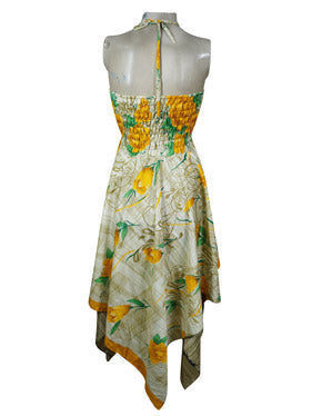 Women's Boho Skirt Dress Yellow Bohemian Sundress S/M