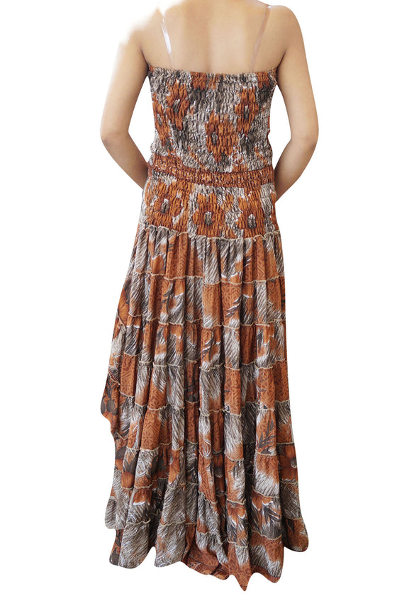 Flower Child Maxi Dresses Recycled Sari Hi Low Dress M/L