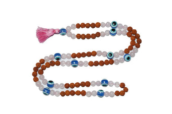 Rose Quartz Mala Beads Evil Eye Energy Stone Healing