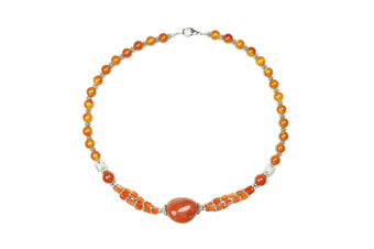 Yoga Mala Beads Carnelian Beaded Necklace-Twisted Beads Stones Handmade Choker